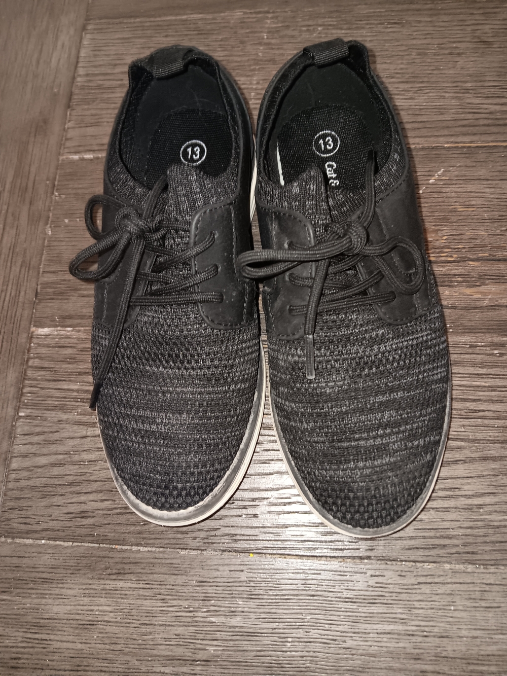 Girls Size 13, Cat & Jack Black Knit Lace-Up Sneakers
